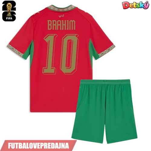 Lacne Dětský Futbalové dres Maroko Brahim Diaz #10 MS 2026 Krátky Rukáv - Domáci (+ trenírky)